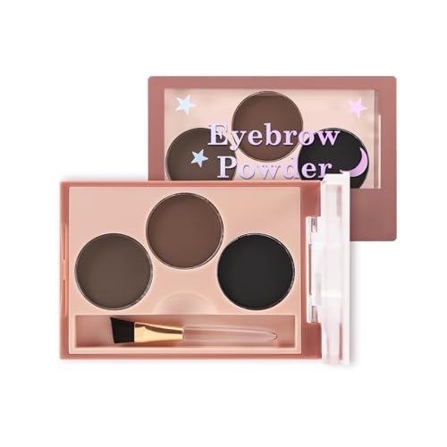 Boobeen 3 Colors Eyebrow Powder Makeup Brow Palette, Eyebrow Powder Brow Shaping Kit, Beveled Brow Brush, Creates Perfectly Shaped 3D Brows