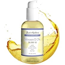 Best of Nature Vitamin E Oil 28,000 IU, Unscented Moisturizer with Fractioned Coconut - Damage Repair Formula for Hair, Skin, Face, Hands