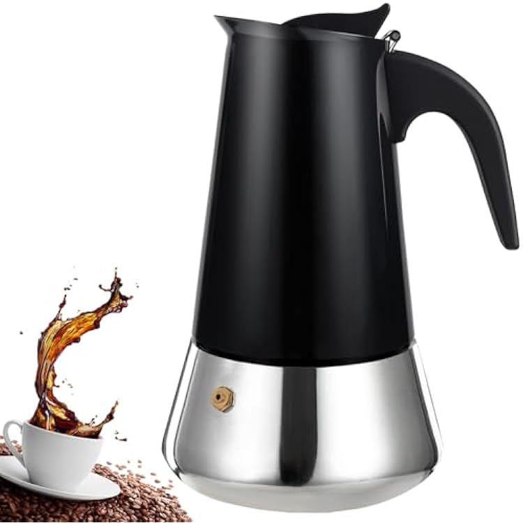 6 Cup Stovetop Espresso Maker Stainless Steel Moka Pot Stove Top Percolator Italian Coffee Makers Capable Mocha Greca Machine Cafe Classic Induction Cookers for Home and Camping 300ml 10oz
