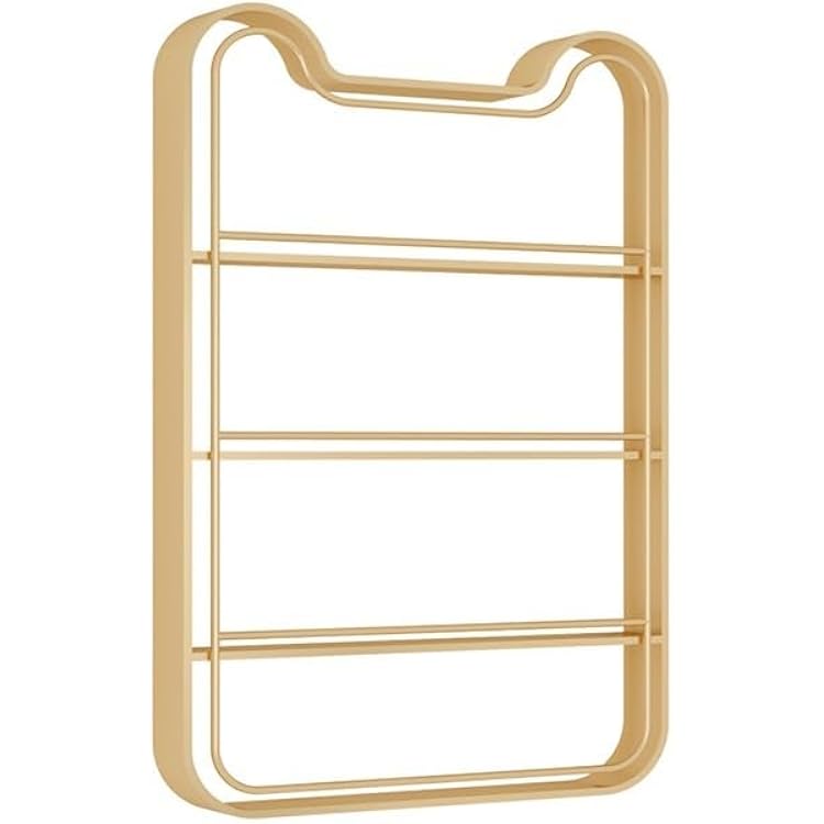 Cat Shape Nail Polish Storage Rack, Metal Wall-Mounted Cosmetic Display Case, Milan Gold Perfume Wall Shelf, for Home Nail Salon,D,Length 80cm
