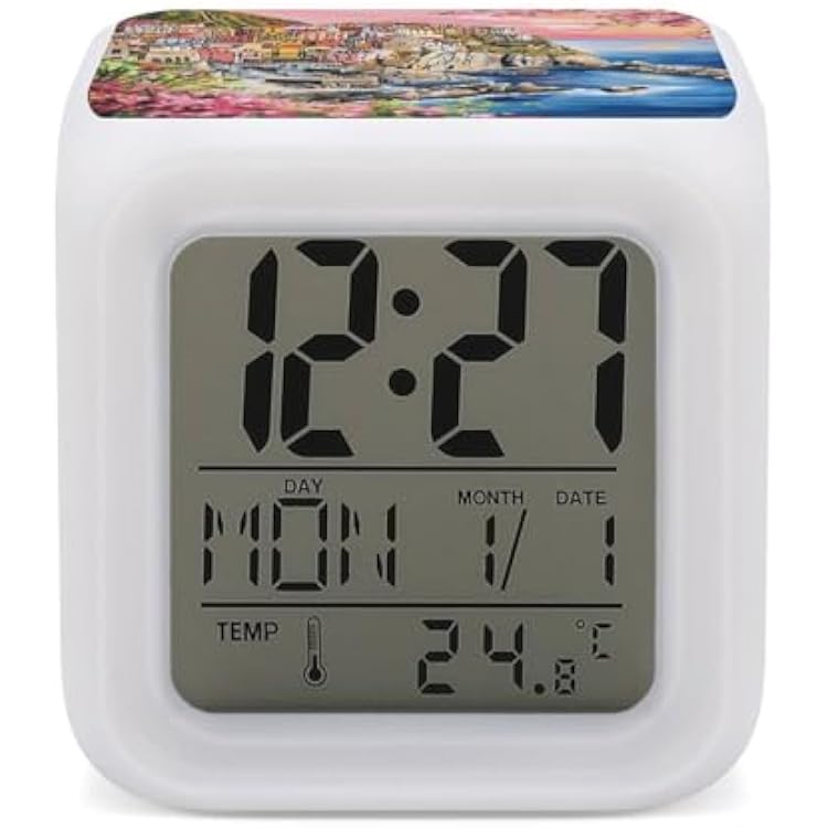 View of Manarola Alarm Clocks Color Changing LED Digital Alarms with Time Date Temperature