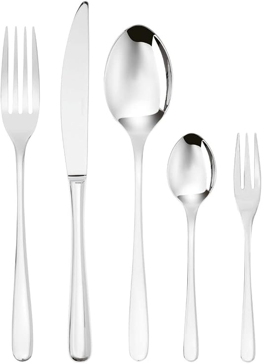 Sambonet Taste 52553-G6 Stainless Steel Tableware Set 18/10 for 12 People 30 Pieces: 6 Forks 6 Spoons 6 Knives 6 Teaspoons 6 Dessert Forks Dishwasher Safe Steel