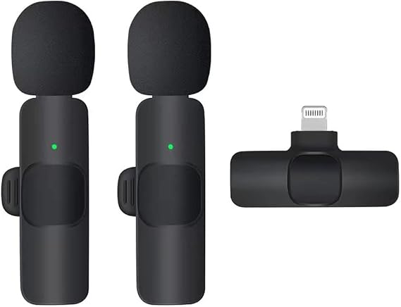 2 Pack Wireless Lavalier Microphone for iPhone iPad - Professional Lapel Mics Plug-Play Built-in Noise Reduction Mic 2 Clip-on Microphones for Video Recording Interview Vlog YouTube