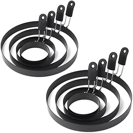 Egg Rings 8 Packs Stainless Steel Pancake Molds And Egg Ring Set Nonstick Round Egg And Omelet Molds for Frying Eggs And Muffins (Set of 8)