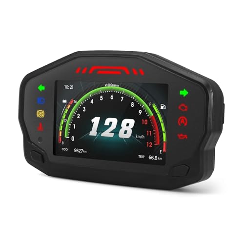 Motorcycle Tachometer Gauge Digital Motorcycle Tachometer Instrument Panel with Water Temperature Oil Level Mileage Moto Dashboard for 24 Cylinder