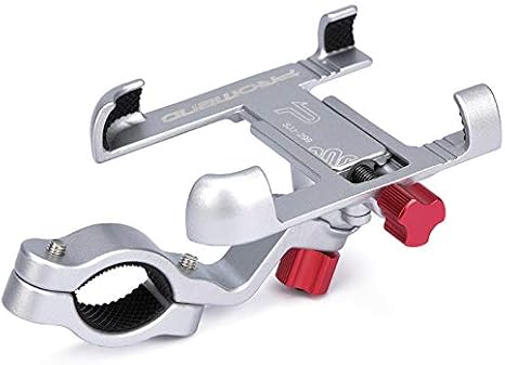 MotuTech Promend Metal Bicycle Motorcycle Handlebar Mount for Phone 360° Rotatable (on Handlebars 25-31.8mm, Silver)