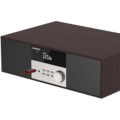 LONPOO Stereo System Systems with CD Player, 40W CD Players for Home, Bluetooth, USB Playback, FM Radio, Aux-Input, Earphone Port