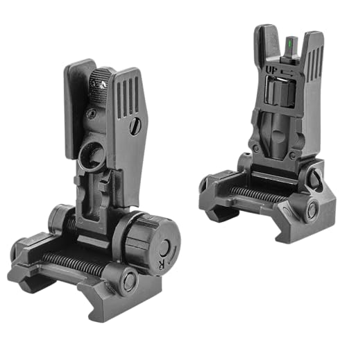 Meprolight FABS Green FrontBlank Rear Tritium Illuminated Flip Backup Sight Set, Black Aluminum, Low-Light Aiming 405100