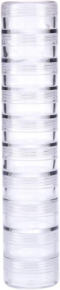 10 PCS Stackable Plastic Containers, 19x3.5cm/ 7.5X.5inClear Storage Box Round Organizer Jars for Beads, Buttons, DIY Art CraftJewelry Nail Accessory