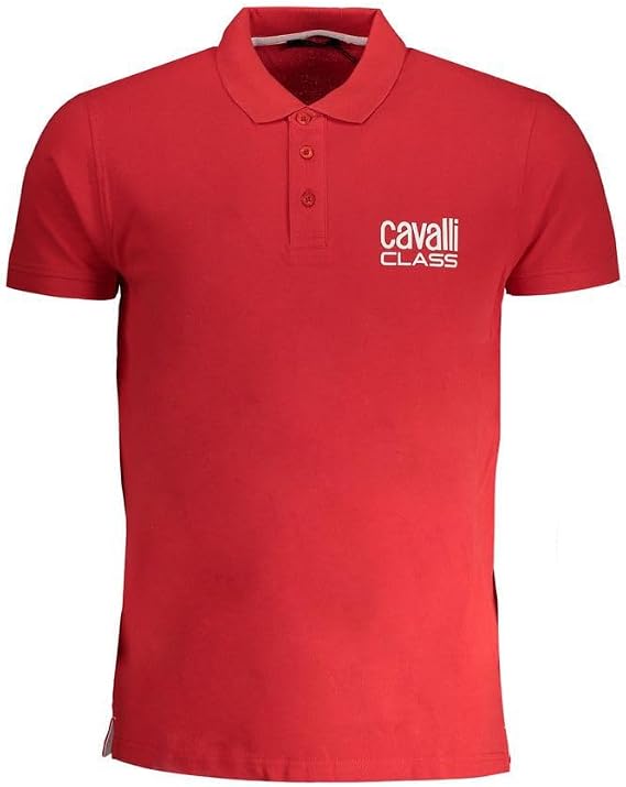 Cavalli Class Red Cotton Polo Men's Shirt, Medium