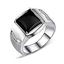 Black Onyx Cubic Zirconia Men's Ring Casual Wear Business Anniversary