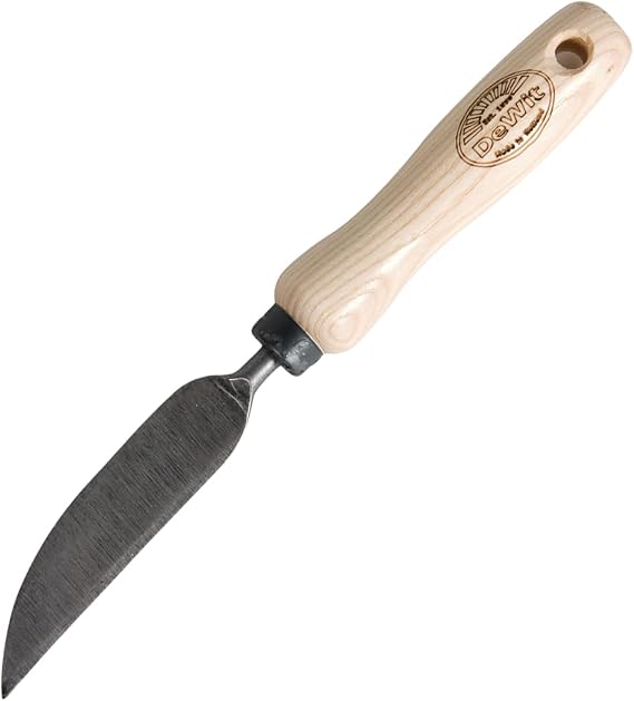 DeWit Garden Knife Multi-Purpose Hand Tool | Boron Steel Blade | Ash Wood Handle | Mini Trowel, Bulb Planter, Root Cutter | 8.25" Length