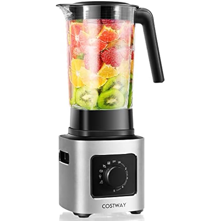 COSTWAY Countertop Blender, Powerful Blender with 68 oz Tritan Jar, Stainless Steel Blades, 5-Level Speed Control & 5 Blending Functions, 1500W Professional Blender for Milkshake & Juice