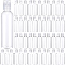 Zhehao 200 Pcs 2 oz Clear Plastic Empty Bottles Small Travel Size Bottles with Flip Cap Empty Transparent Dispenser Container for Liquids Toiletries Shampoo Lotion(Colorless Cap)