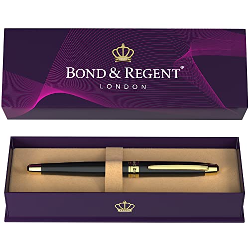 Bond & Regent 24 Karat Gold Luxury Rollerball Pen - Fancy Executive Professional Writing Gift Set for Men & Women, Nice Pens, Gloss Black