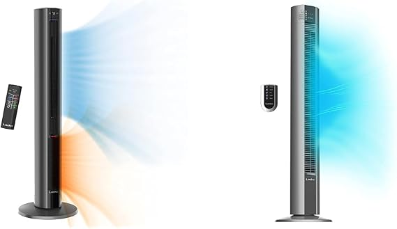 Lasko Oscillating Tower Fan Space Heater Combo with Remote, 48" Tower Fan, Adjustable Thermostat, Timer, Night Mode, 3 Heats, 4 Fan Speeds