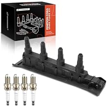 A-Premium 1x Ignition Coil Pack and 4x Iridium Spark Plugs Compatible with Saab 9-3 2000-2002, 9-5 1999-2003, 2.0L 2.3L, Replace# 55559955, 61058535