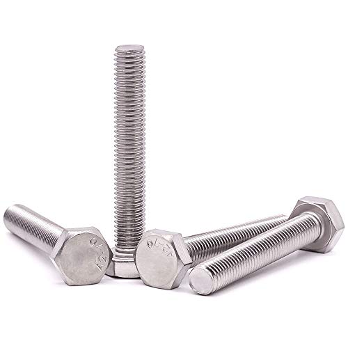 38-16 x 4-12 Hex Head Bolts Screws, 304 Stainless Steel 18-8, Fully Threaded, Hexagon Head Cap Bolts Screws, Coarse Thread UNC, 6 PCS