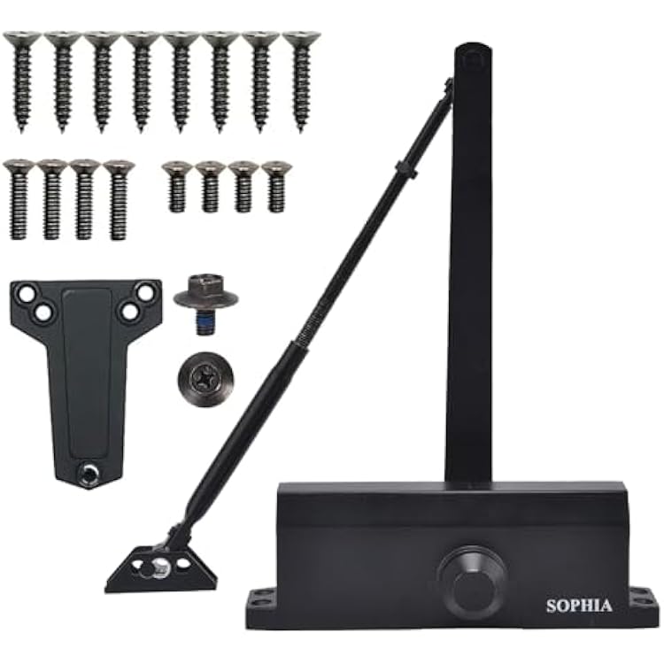Commercial Door Closer Grade 2, Automatic Auto Door Closer Heavy Duty, Hydraulic for Home Residential Adjustable Size 3, ADA & UL, Matte Black - SF700