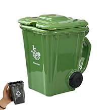 Ceramic Trash Can Coffee Mug with Lid, Funny Garbage Bin Trashcan Coffee Mug, Small Trash Can Water Cup Decorative Drinkware TrashBin Style Coffees Cup for Daily Use (Green)