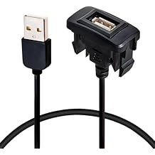 Anina USB Port Car Charger for Toyota, Male to Female USB Power Socket Adapter, Panel Flush Mount Extension Cable for Camry RAV4 Corolla Highlander, Square Vehicle Dash Port for IOS Android (34*23mm)