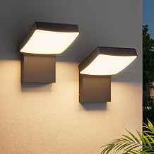 LED Rotatable Outdoor Wall Light 2-Pack, 350 Adjustable Head, Modern Porch Light for House Garage Patio, 2700K Warm White, IP65 Waterproof Matte Black Aluminum Modern Sconce