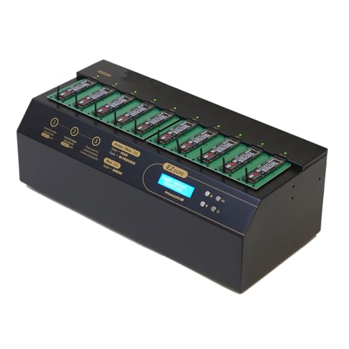 EZ DUPE 1 to 9 M.2 NVMe Cyclone Duplicator - 18GBMin - Standalone Copier & EraserSanitizer for Multiple PCIe M2 SATA modules & SSD Solid State Drives DM-HE3-5M09PC