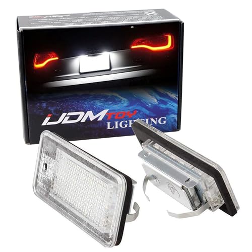 iJDMTOY OEM-Fit 3W Full LED License Plate Light Kit Compatible with Audi A3 S3 A4 S4 A5 S5 A6 S6 A8 S8 Q7, Powered by 18-SMD Xenon White LED & Can-Bus Error Free