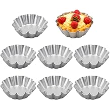 8 Pcs Taco Salad Bowl Maker Large Ensaymada Molds, 4.8" Bibingka & Tart Mold, Deep Octagonal Pudding and Cake Molds, Aluminum Alloy Cake Pans with Wave Edge