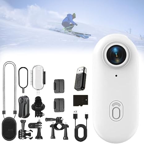 POV Camera, Waterproof Capture Camera, 4K Thumb Action Cameras, 4k MINI Action Cam, 170 Wide Angle, for Cycling, Pet Walking and Outdoors Activities (White,128g)