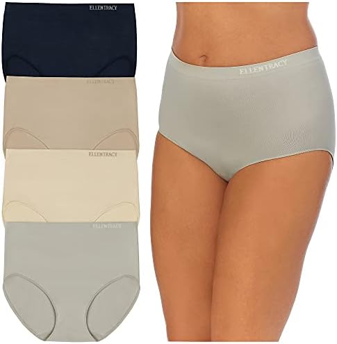Ellen Tracy Womens Full Brief Panties Breathable Seamless Underwear 4-Pack Multipack Regular & Plus Size