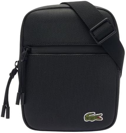Lacoste Men's LCST Small Flat Crossbody Bag Shoulder, Black, One Size