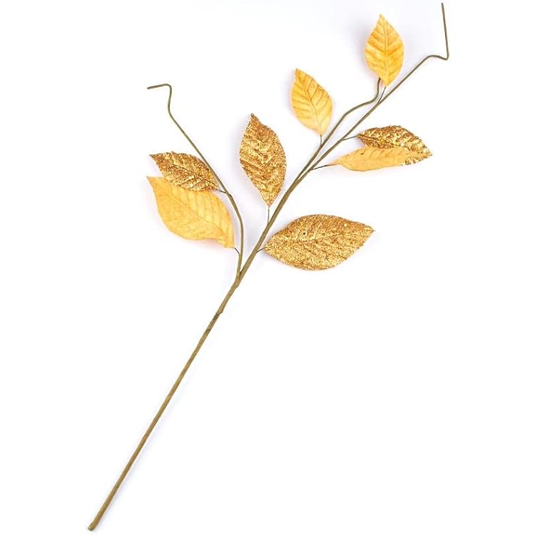 Factory Direct Craft Group of 3 Gold Glittered Artificial Leaf Sprays for Holiday Arrangements and Fall Decorating - 28 H