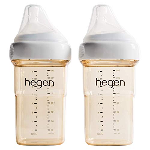 Hegen Easy to Clean Anti-Colic Baby Bottle, 8oz for 3 to 6 Months 2-Pack