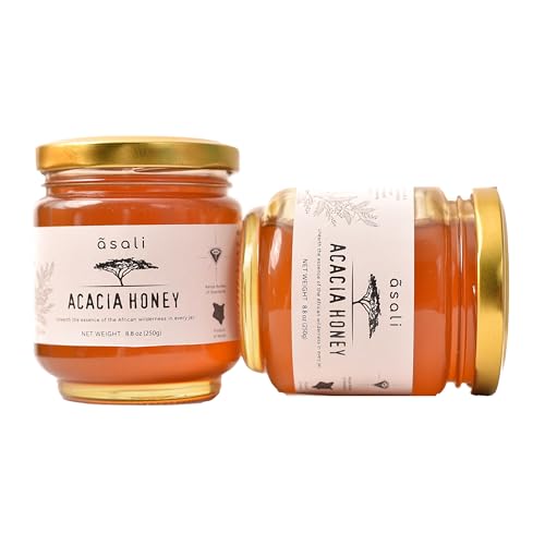 Asali Organics Acacia Honey, Raw, Authentic All Natural Honey from Kenya. GMO Free, Pure Honey Crafted from Wild Acacia Flower Nectar. 8.8 oz 2-pack