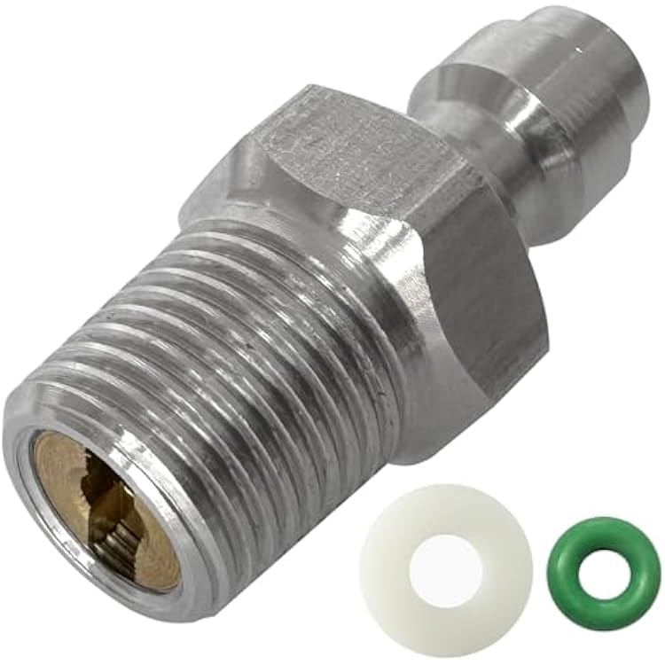 8mm Quick-Disconnect Plug Adapter, Stainless Steel 18 NPT Male Thread PCP Paintball Charging Fittings with Sealing O-Ring