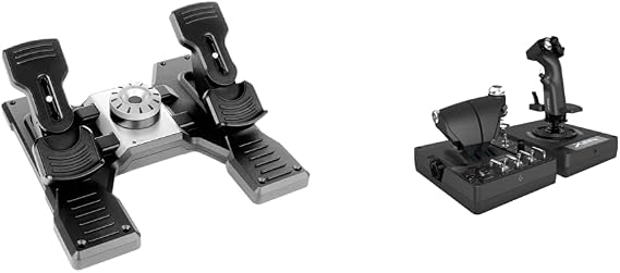 logitech G X56 H.O.T.A.S Throttle and Joystick Flight Simulator Game Controller + Pro Flight Rudder Pedals Bundle