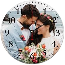 Personalized Wall Clock,Custom Photo Text Wall Clocks, Custom Wall Clocks for Kitchen Living Room Bedroom Bathroom Home Decoration Creative Gifts (13.4in Round)