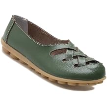 Women's Cowhide Leather Loafers Flats Sandals Slip-On