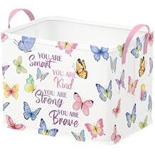 Runtoo Butterfly Baby Basket Nursery Decor Pink Purple Inspirational Quotes Baby Shower Decorations Gift Basket Toddler Toy Box Laundry Hamper Closet Storage Bins