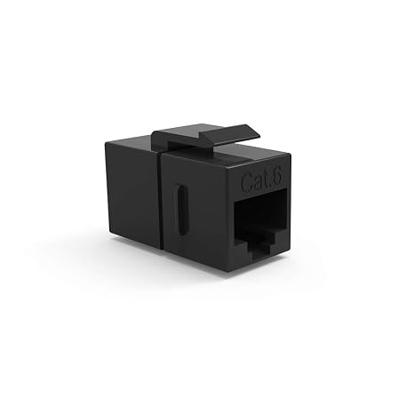 InstallerParts Cat.6 RJ45 Inline Coupler Keystone Latch, 5-Pack, Black