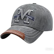 Unisex Embroidered Baseball Cap Vintage Washed & Distressed Denim Adjustable Hat