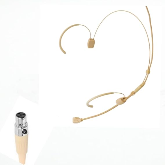 1 Pack Earhook Microphone Headset Headworn Earset Over Ear Hanging Mic Compatible with Shure Wireless Transmitter for Lectures, Live Performance, Theater, Podcasts Beige