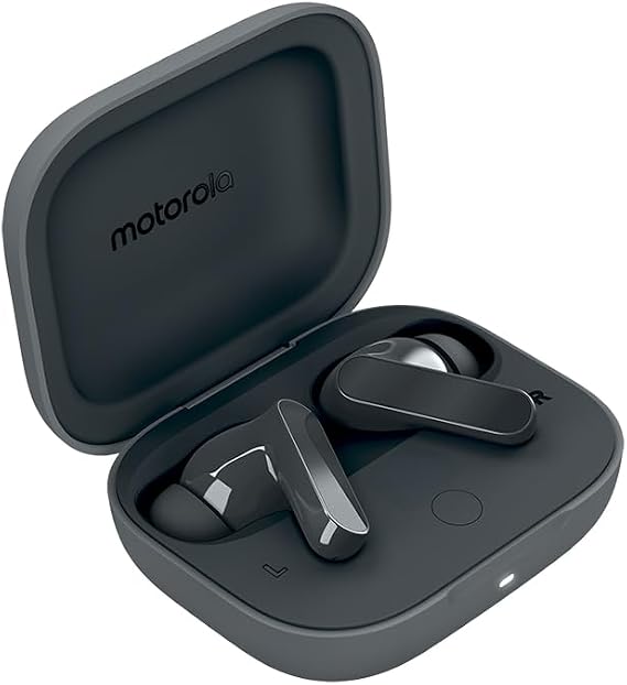 Motorola Moto Buds Bass XT2443-1 Dynamic ANC, Triple Microphone Array, Bluetooth 5.3, IP54 Water & Dust Resistant, Dolby Atmos Audio (Pantone Dark Shadow)