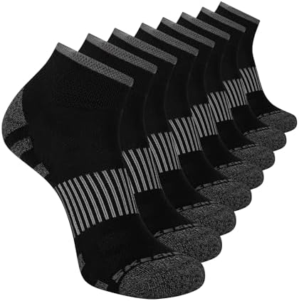 Skechers Mens 8-pack Work Collection Quarter Crew Socks, Extended Cushion & Mesh Ventilation