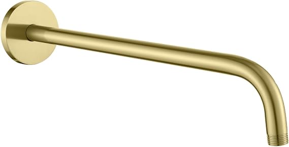 RANDOM 16 Inch Shower Arm with Flange,Stainless Steel 90 Degree Rain Shower Head Extension Arm,Wall-Mounted Shower Head Arm for Fixed Shower Head,Brushed Gold.RD91018-16BG