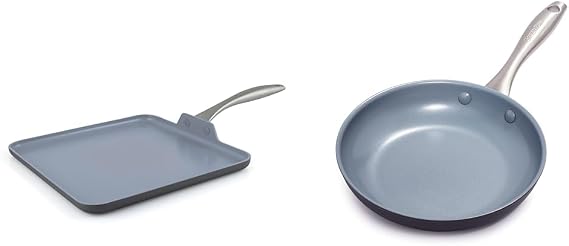 GreenPan Lima 11" Griddle & 8" Frying Pan Healthy Ceramic Nonstick Cookware Set, PFAS-Free