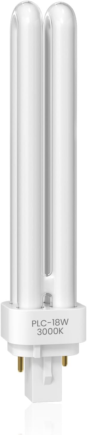 DoRight 18W CFL G24d-2 2 Pin Compact Fluorescent Lamp - PLC 827 CFL Light Bulb Warm White 3000K 2U Double Turn Tube Energy Saving Lamp Non-Dimmable for Kitchen, Office, Bedroom (1-Pack) [Energy Class G]