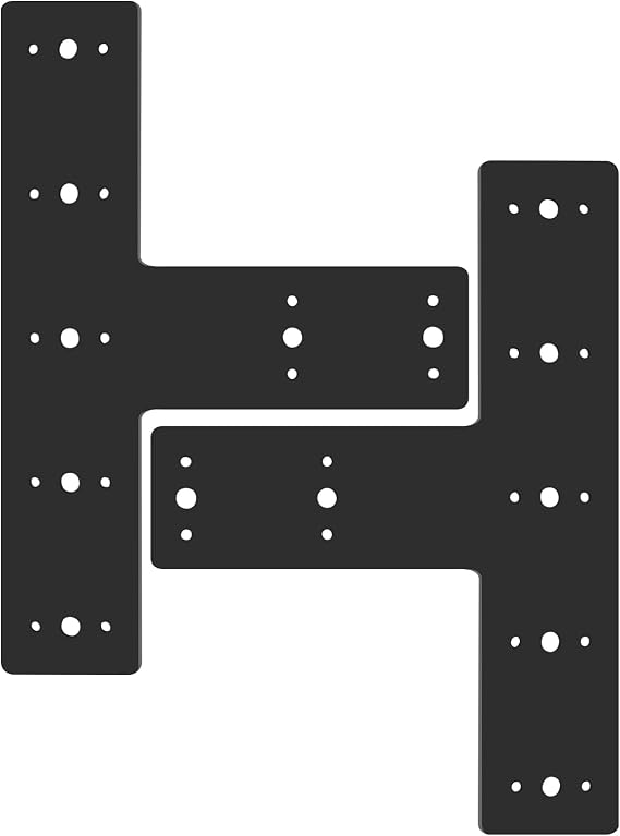 2pcs 14x10 T Shape Steel Flat Post Bracket T Shape Heavy Duty Wood 4x4 Wood Pergola Bracket Powder Coated T Beam Bracket T Truss Bracket T Post Mending Plate Black | 高耐久パーゴラブラケットパウダーコーティング、Tビームトラスブラケット。