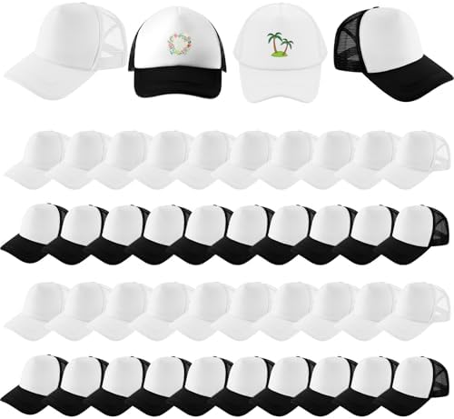 Hercicy 40 Pack Sublimation Blank Trucker Hat Bulk Wholesale Mesh Baseball Cap for Women Men DIY Hat Bar Party
